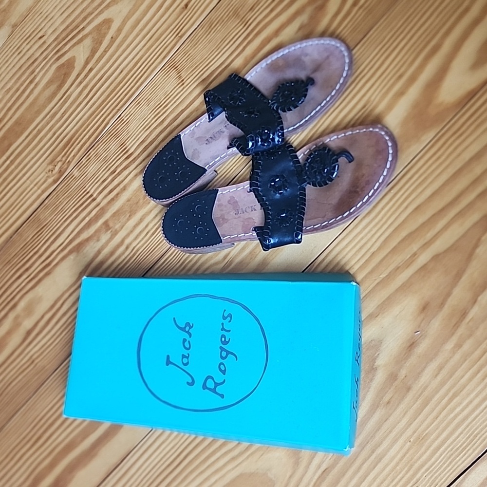 Jack Rogers Signature Jacks Flat Sandal Black Slides Size 8 M